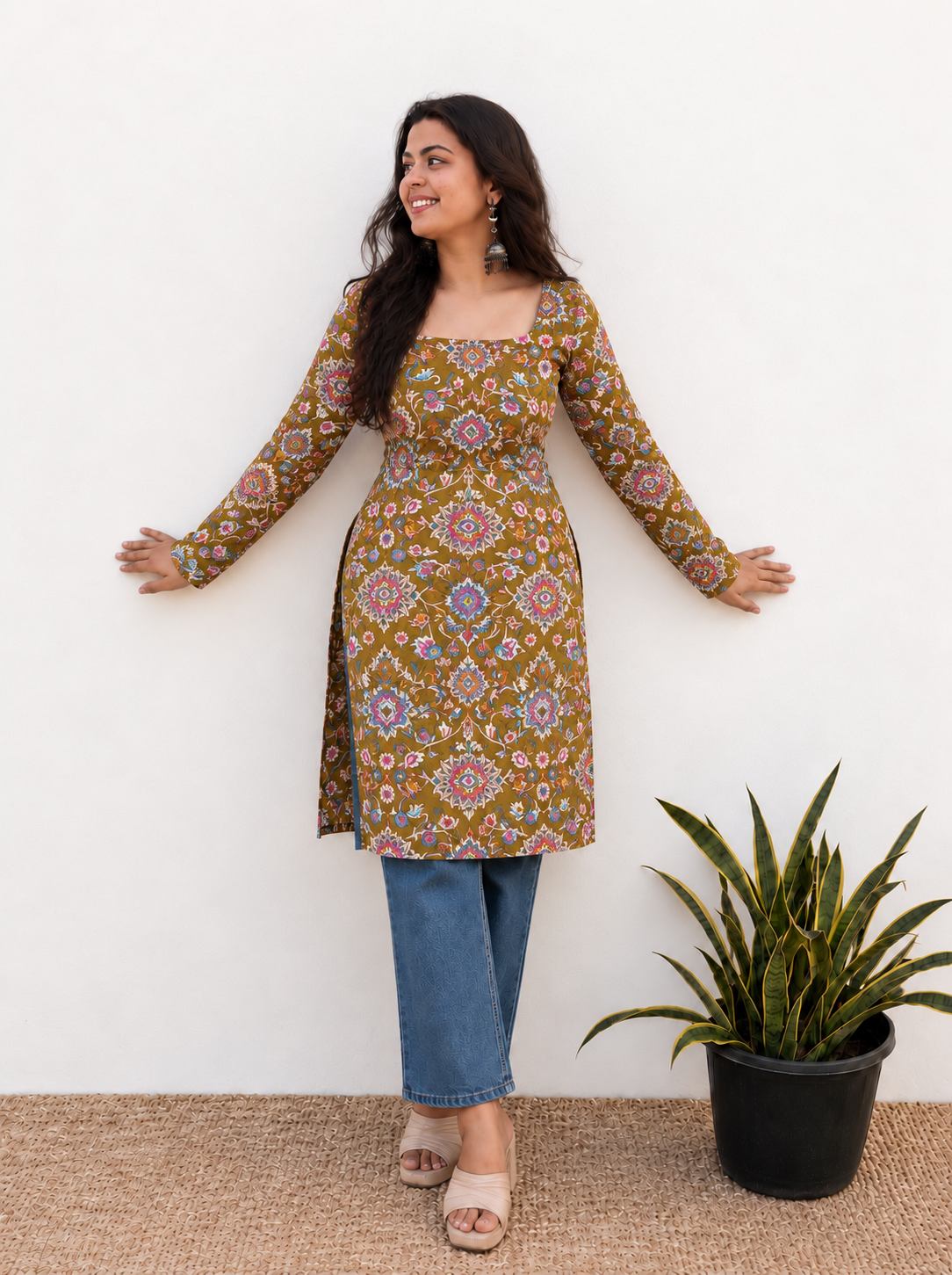 Amaya Green Long Kurti