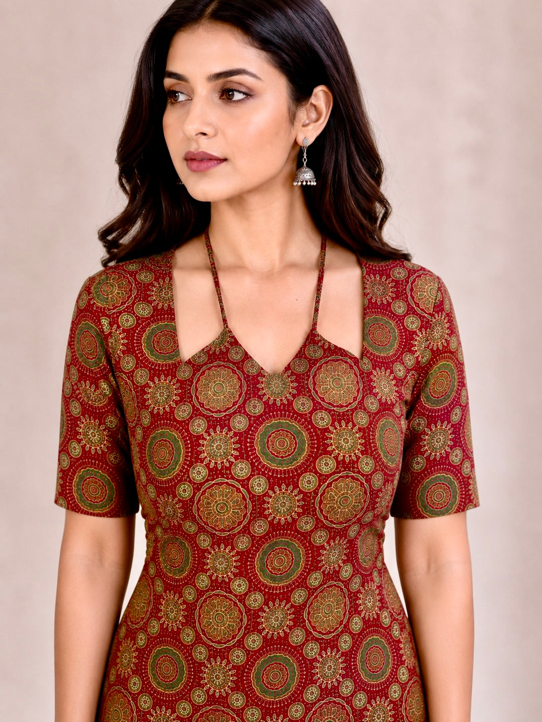 Mandala W Neck Kantha Cotton Kurti