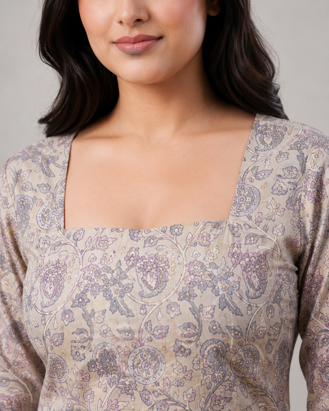 Sage Green - Square Neck Long Kurti
