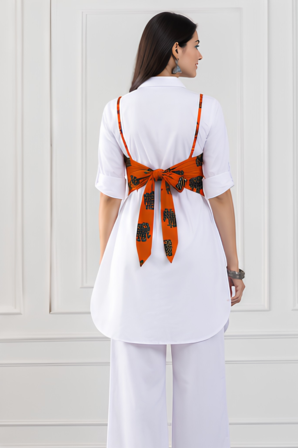 Orange Tie-Back Top