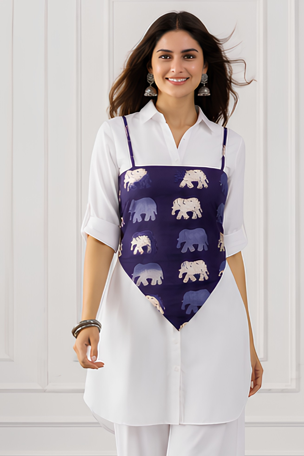 Blue Elephant Tie-Back Top