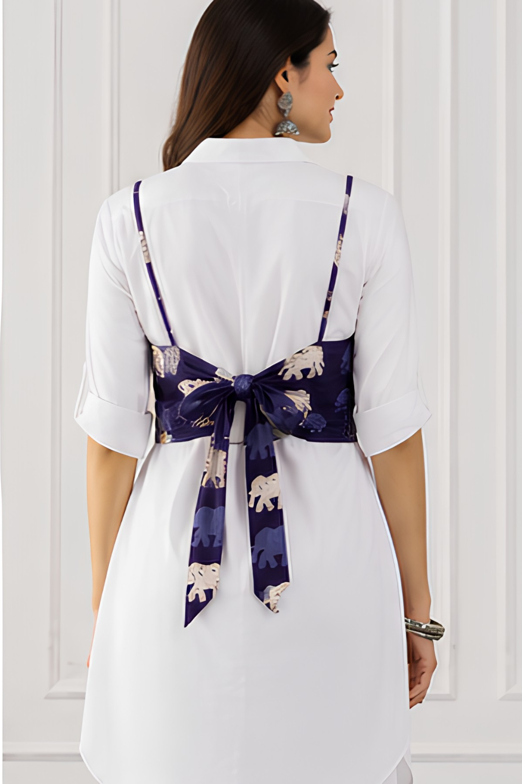 Blue Elephant Tie-Back Top