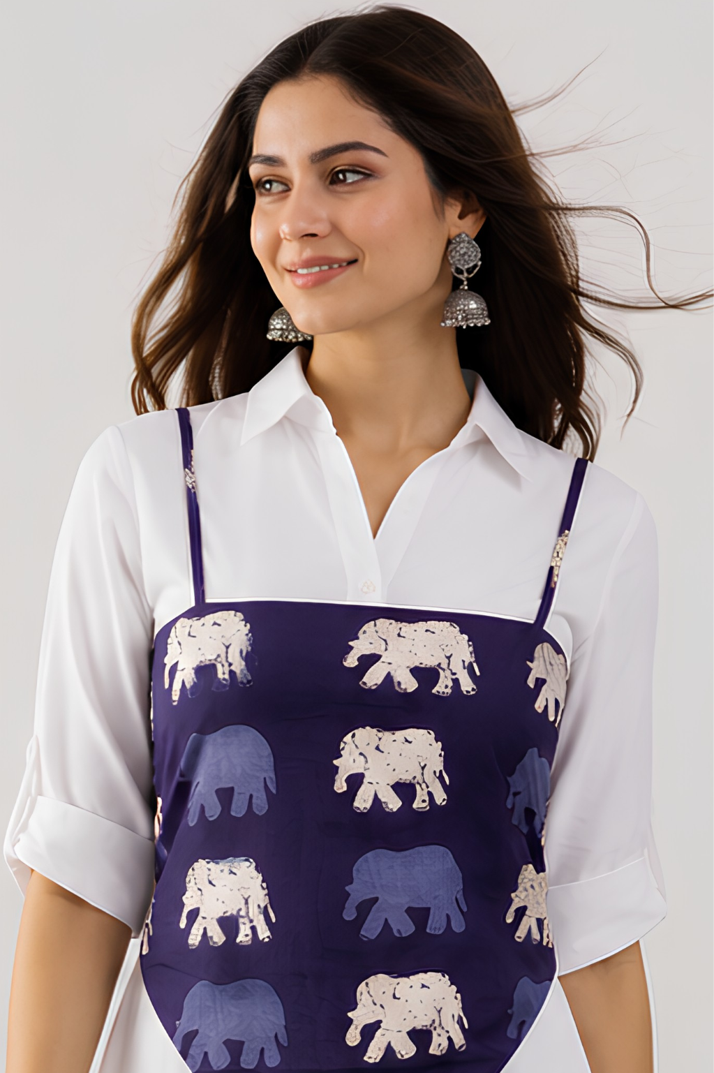 Blue Elephant Tie-Back Top