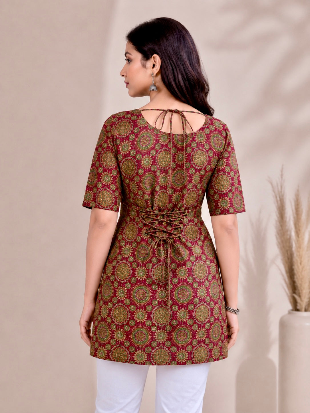 Mandala W Neck Kantha Cotton Kurti