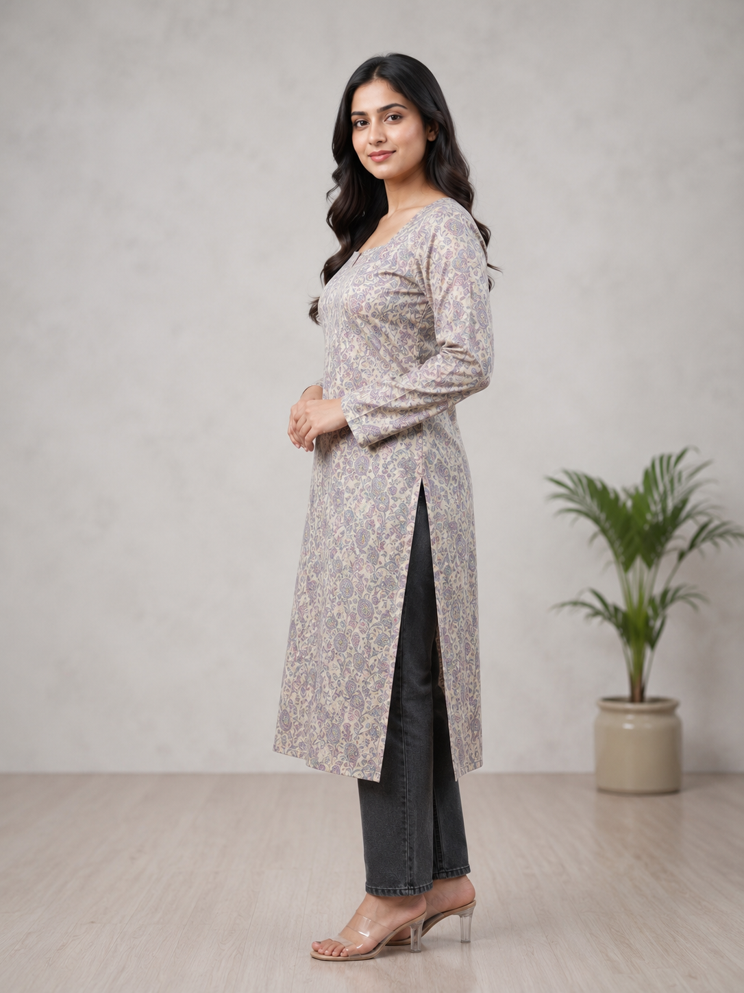 Sage Green - Square Neck Long Kurti