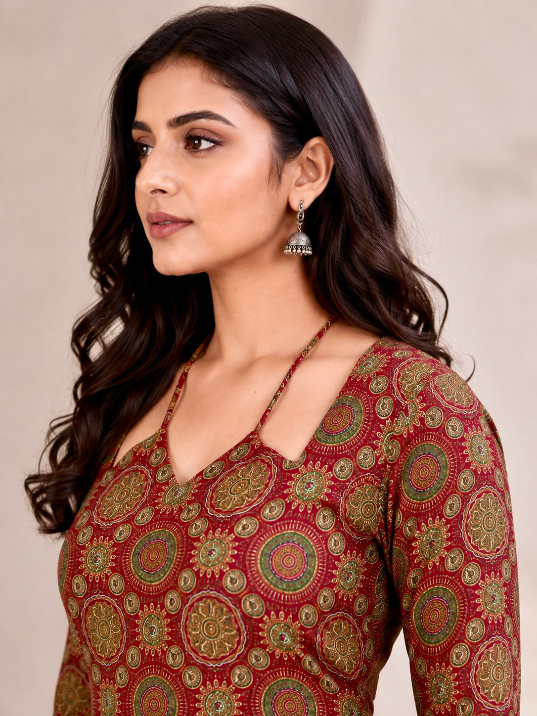 Mandala W Neck Kantha Cotton Kurti