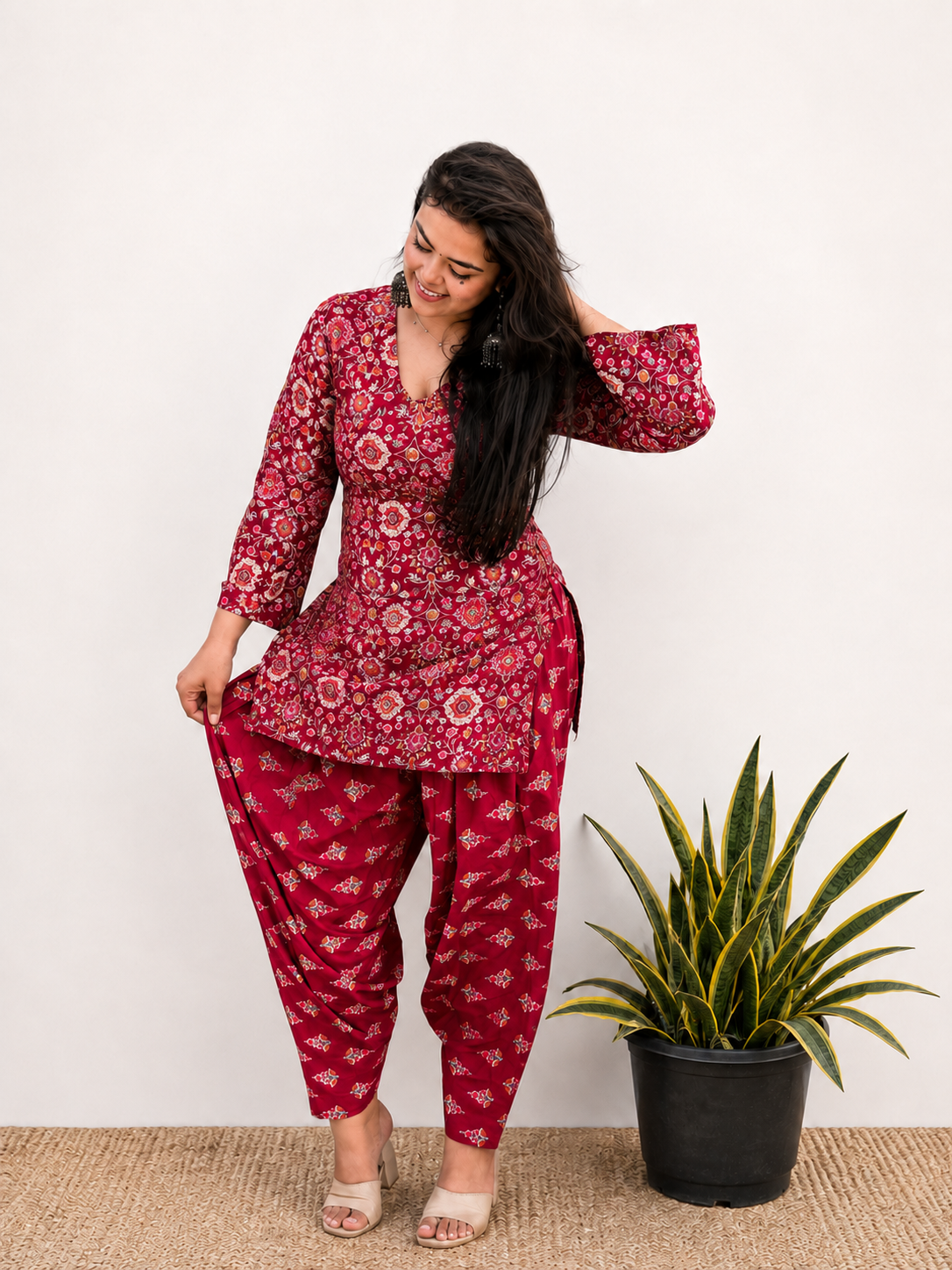 Cherry Red Farsi Salwar Set