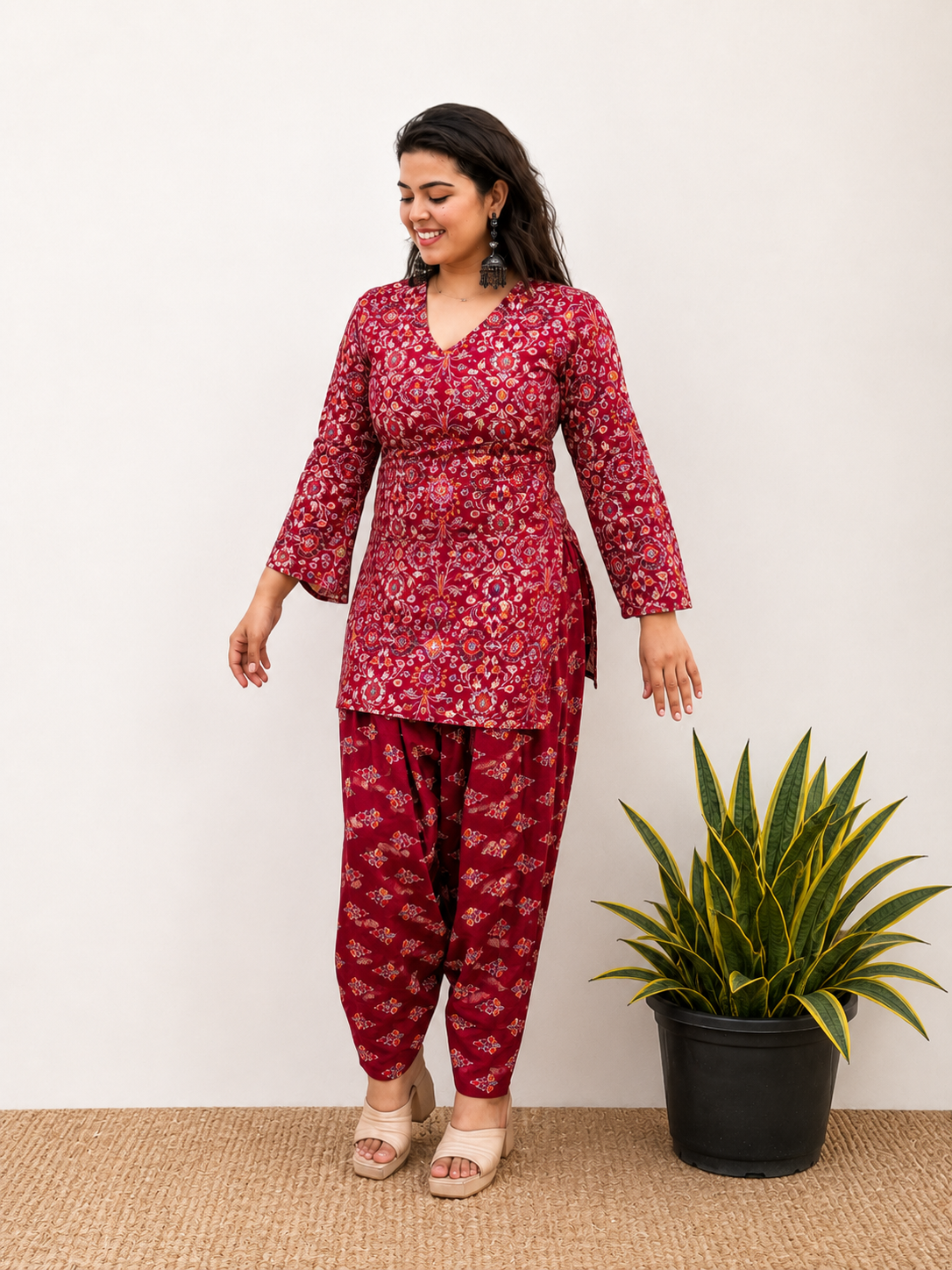 Cherry Red Farsi Salwar Set