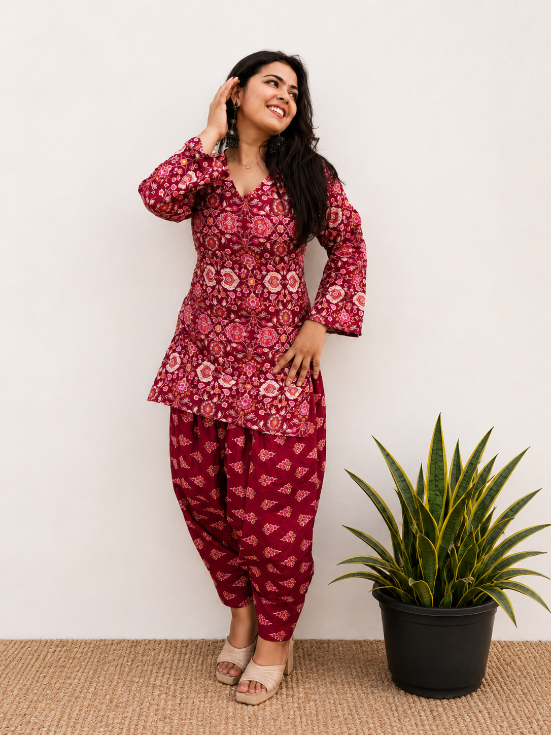 Cherry Red Farsi Salwar Set