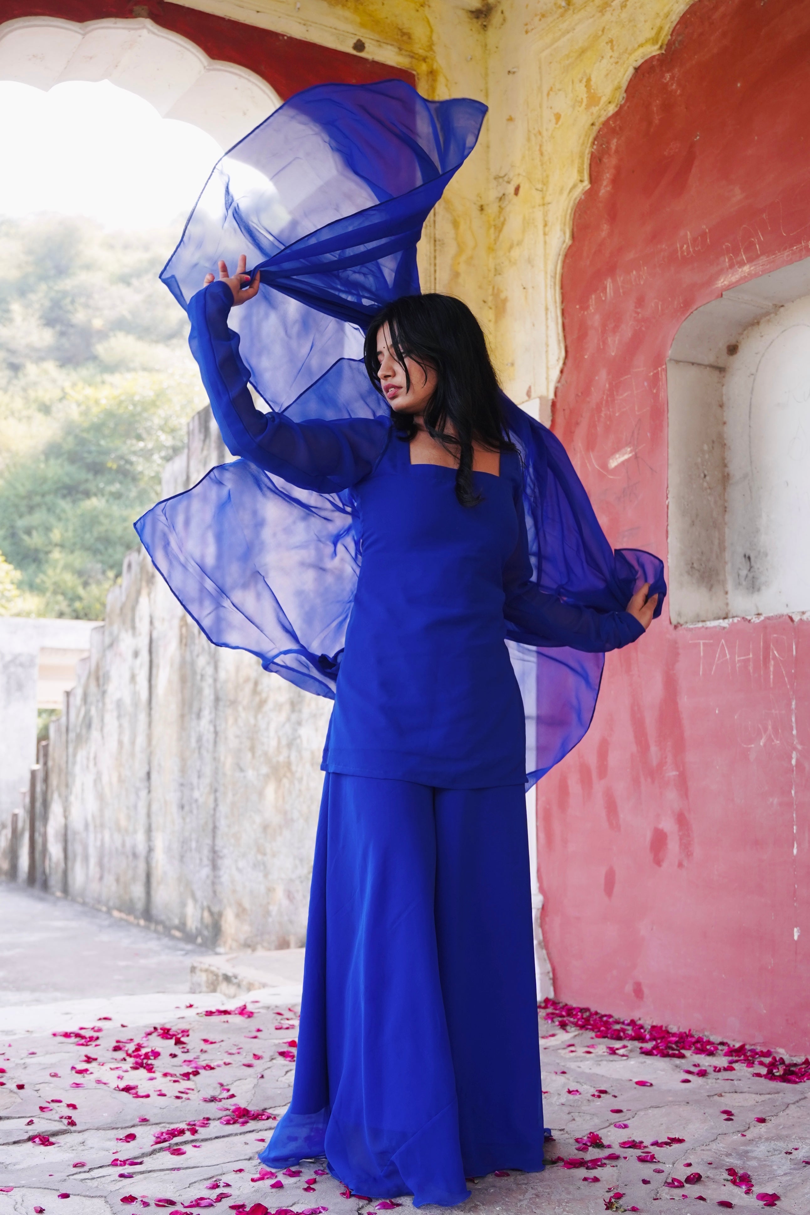 Naina blue sharara Suit With dupatta