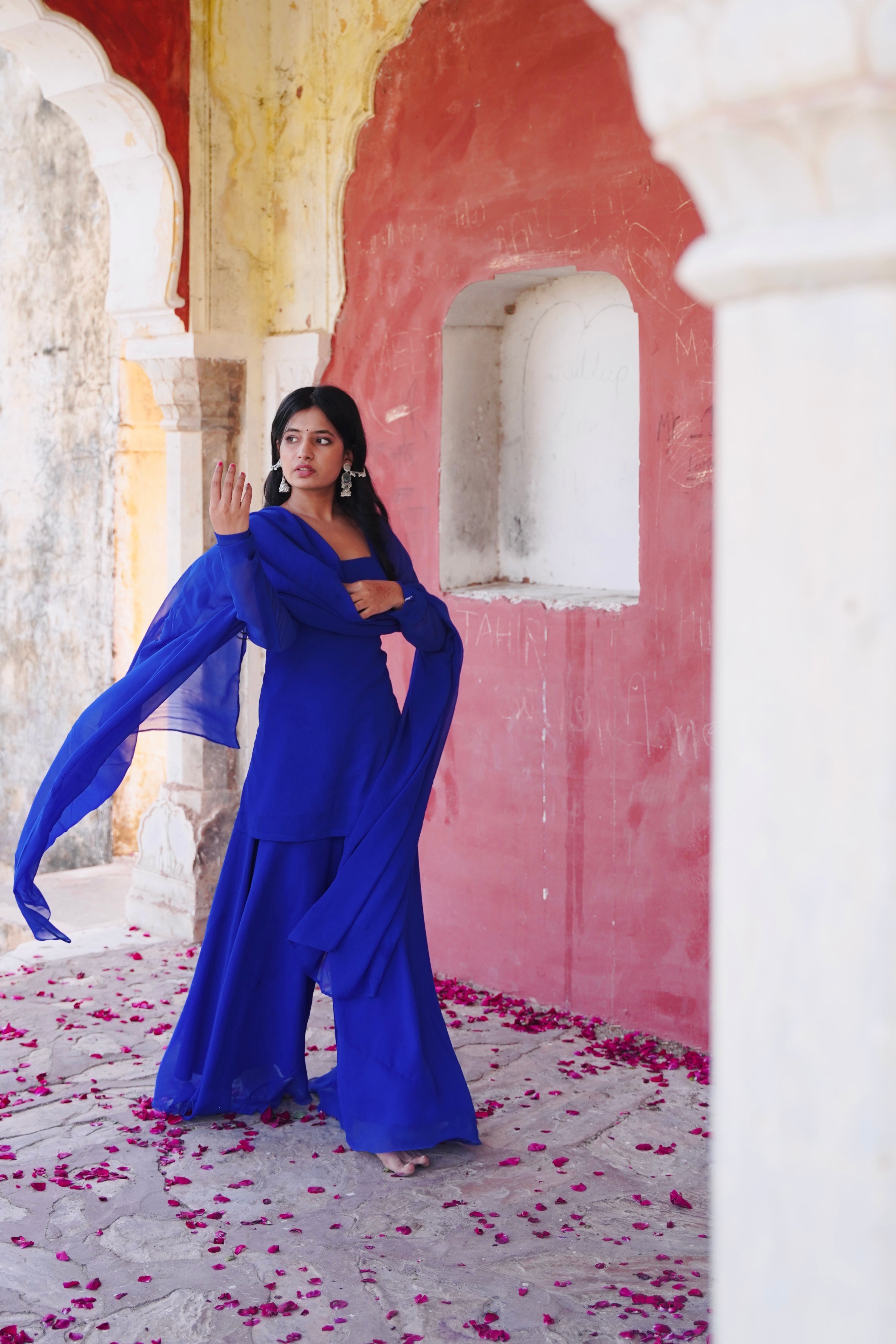 Naina blue sharara Suit With dupatta