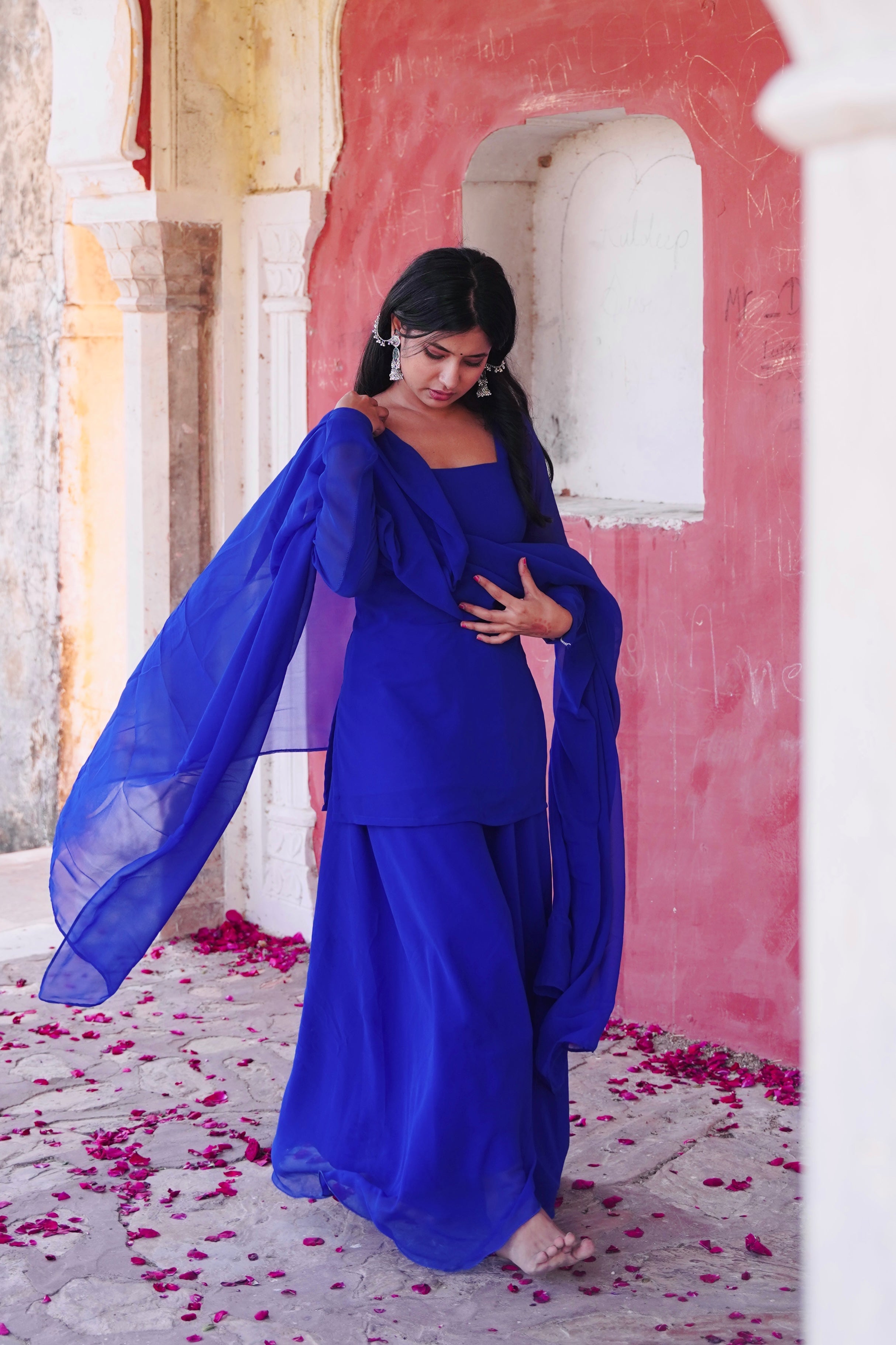 Naina blue sharara Suit With dupatta