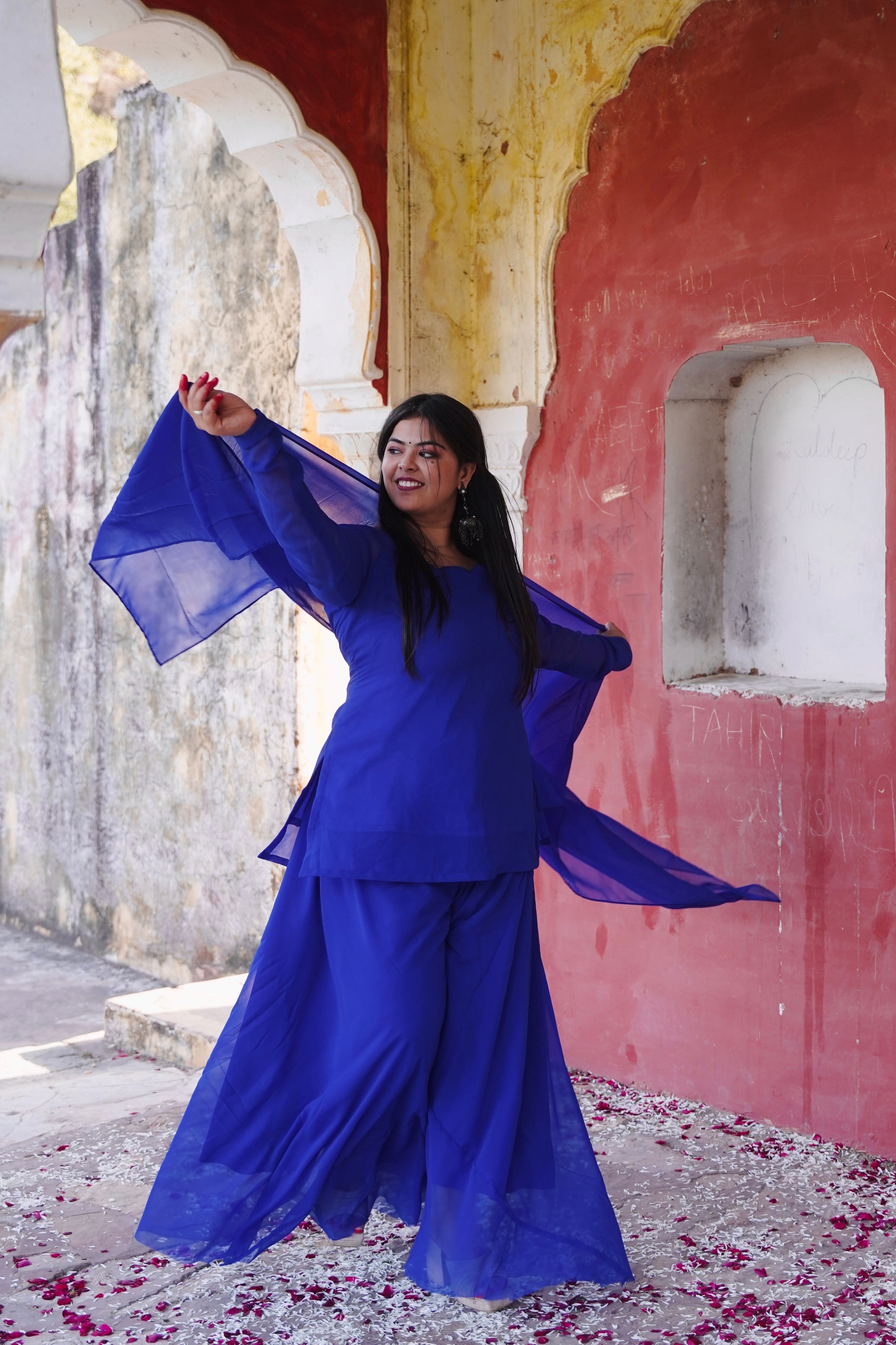 Naina blue sharara Suit With dupatta