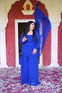 Naina Blue Sharara Suit With Dupatta