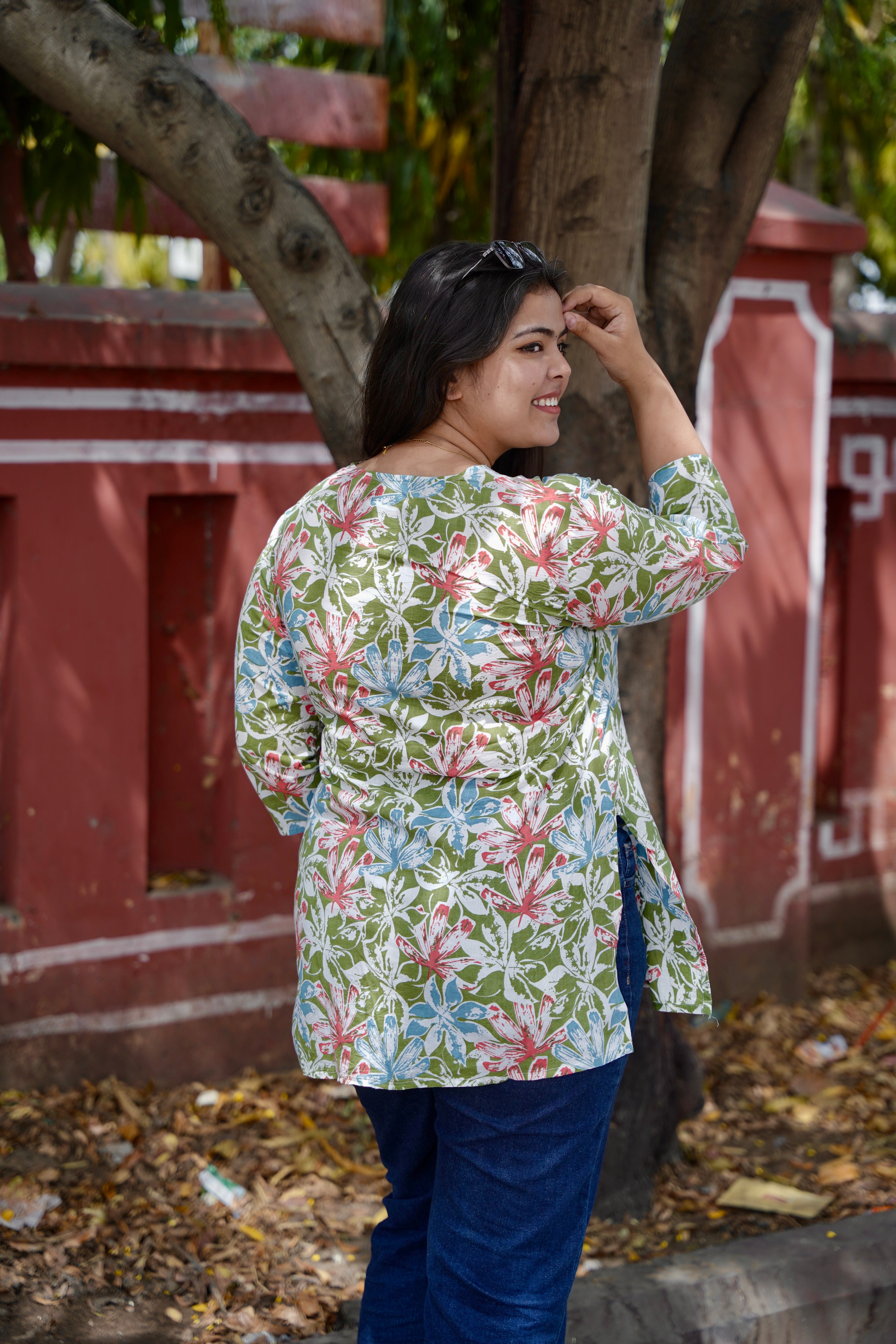 Desi Summer - Olive Floral Print
