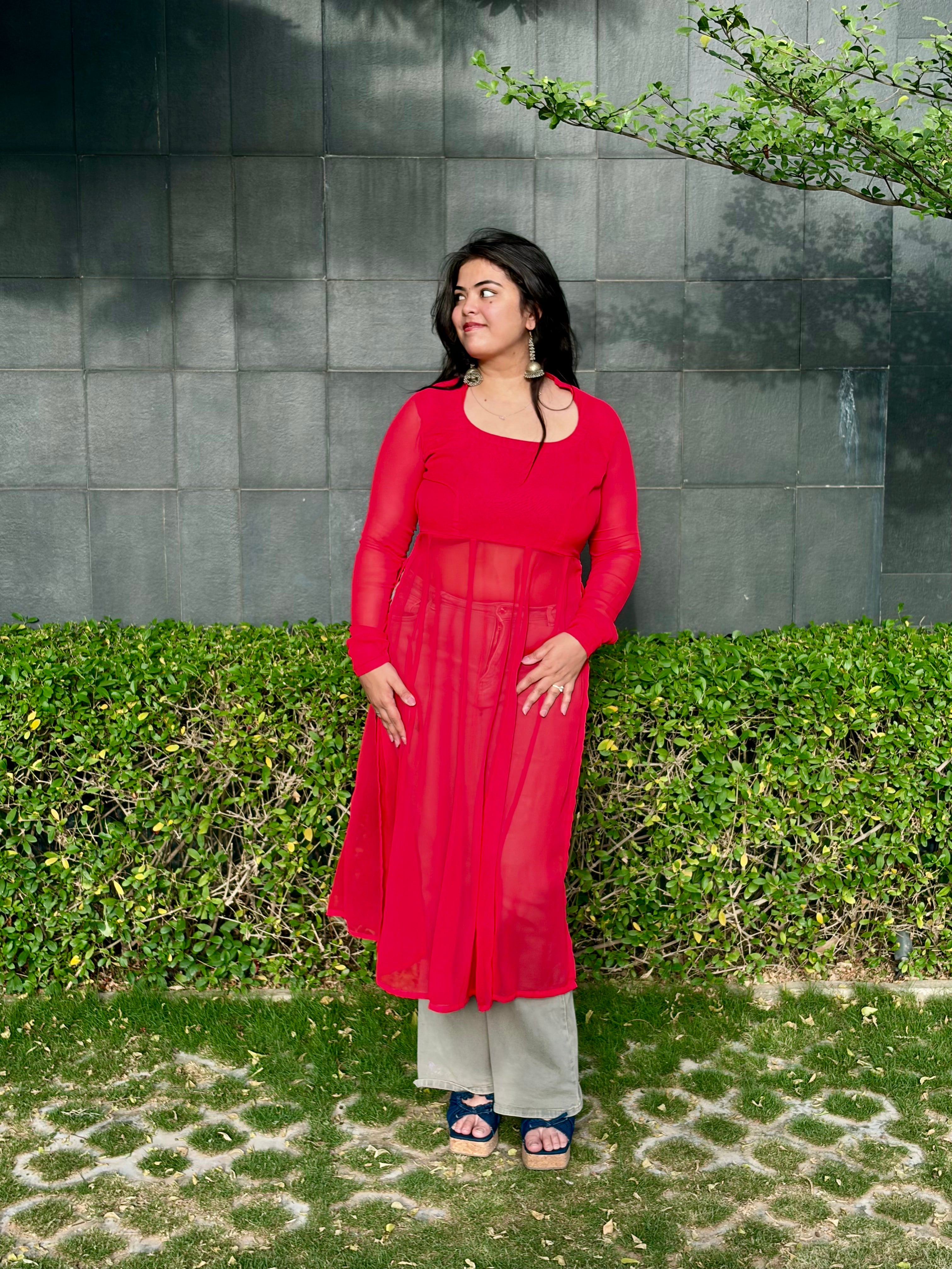 Myra Long Kurti - Red