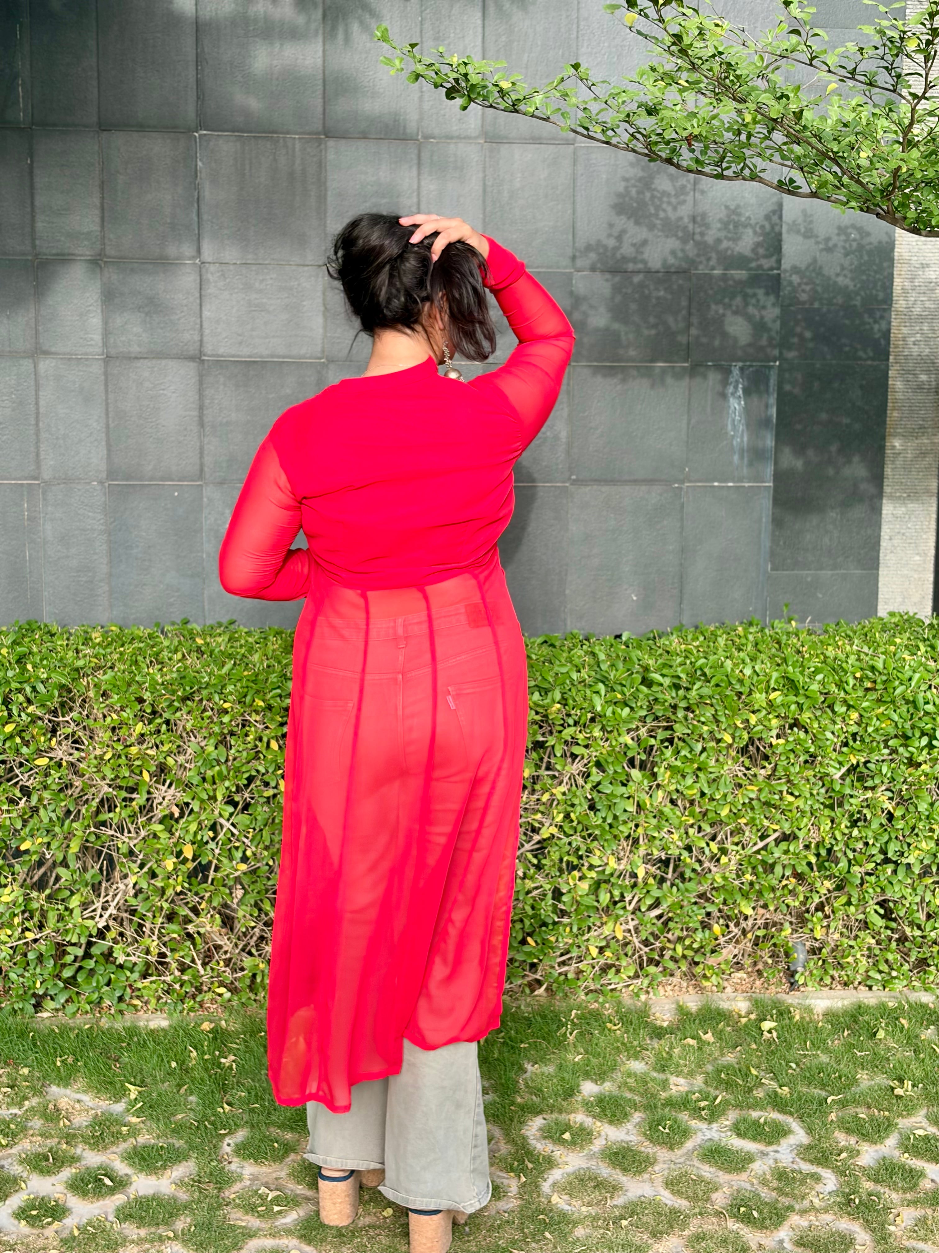Myra Long Kurti - Red