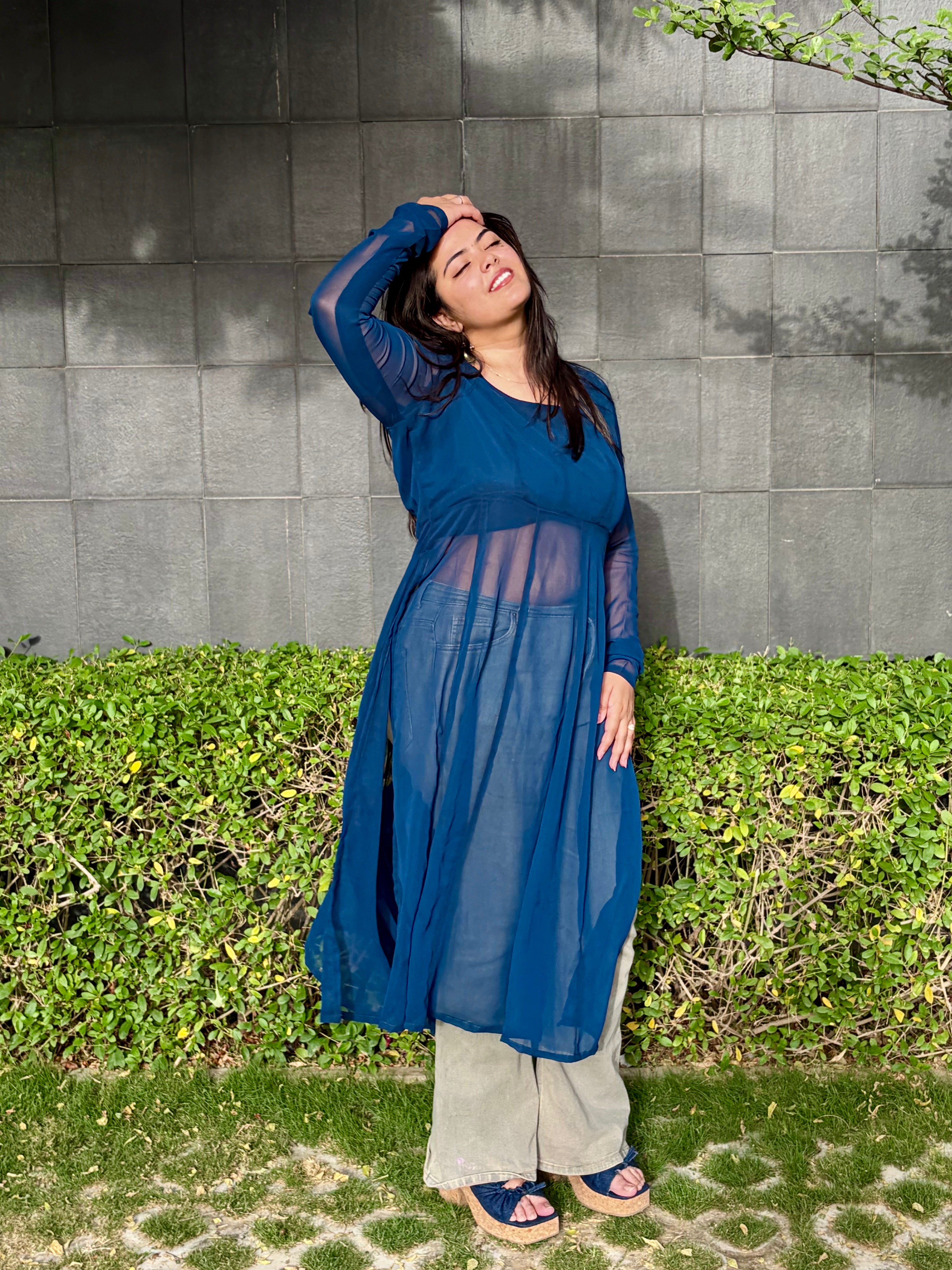 Myra Long Kurti - Midnight Blue
