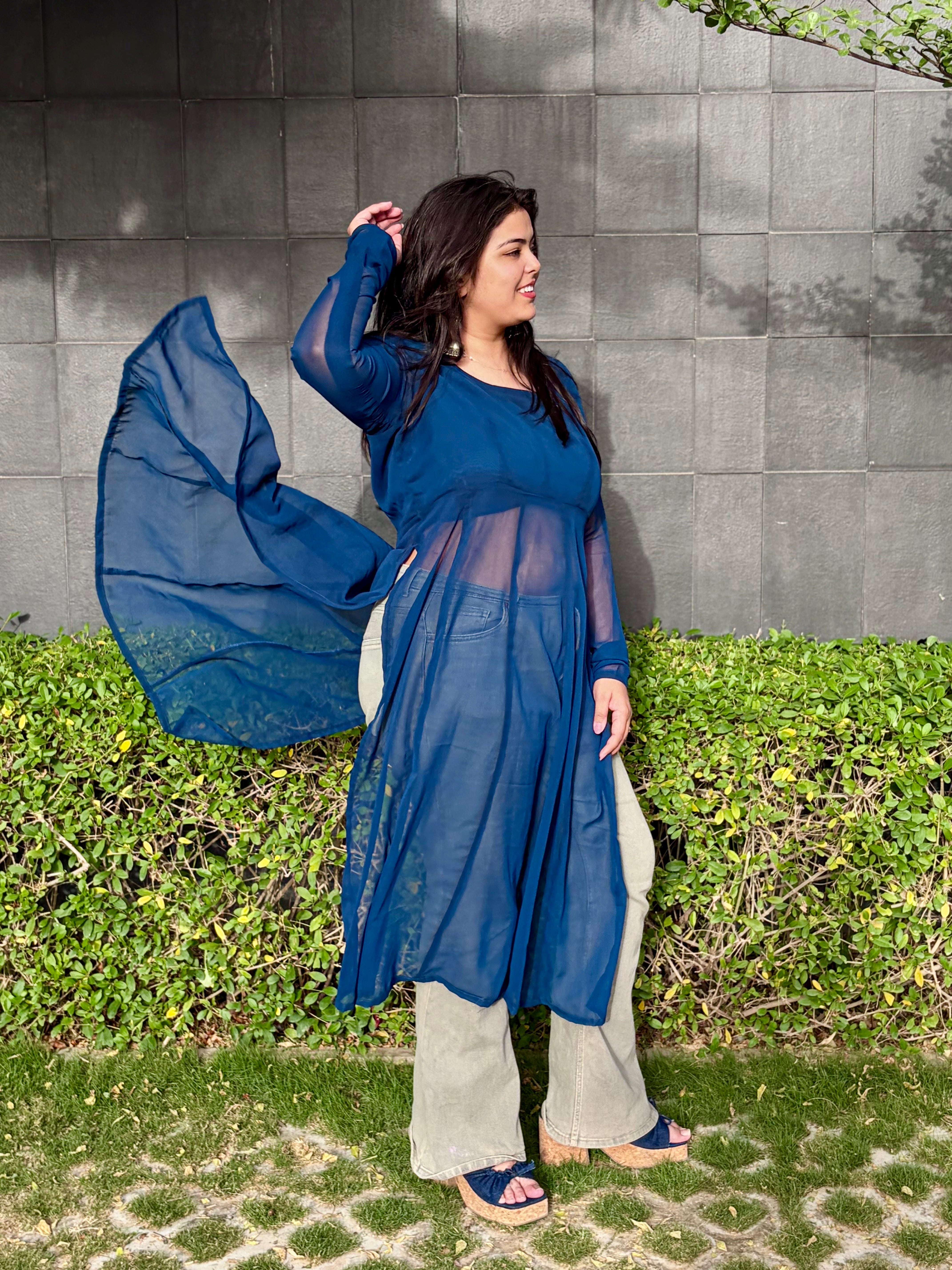 Myra Long Kurti - Midnight Blue