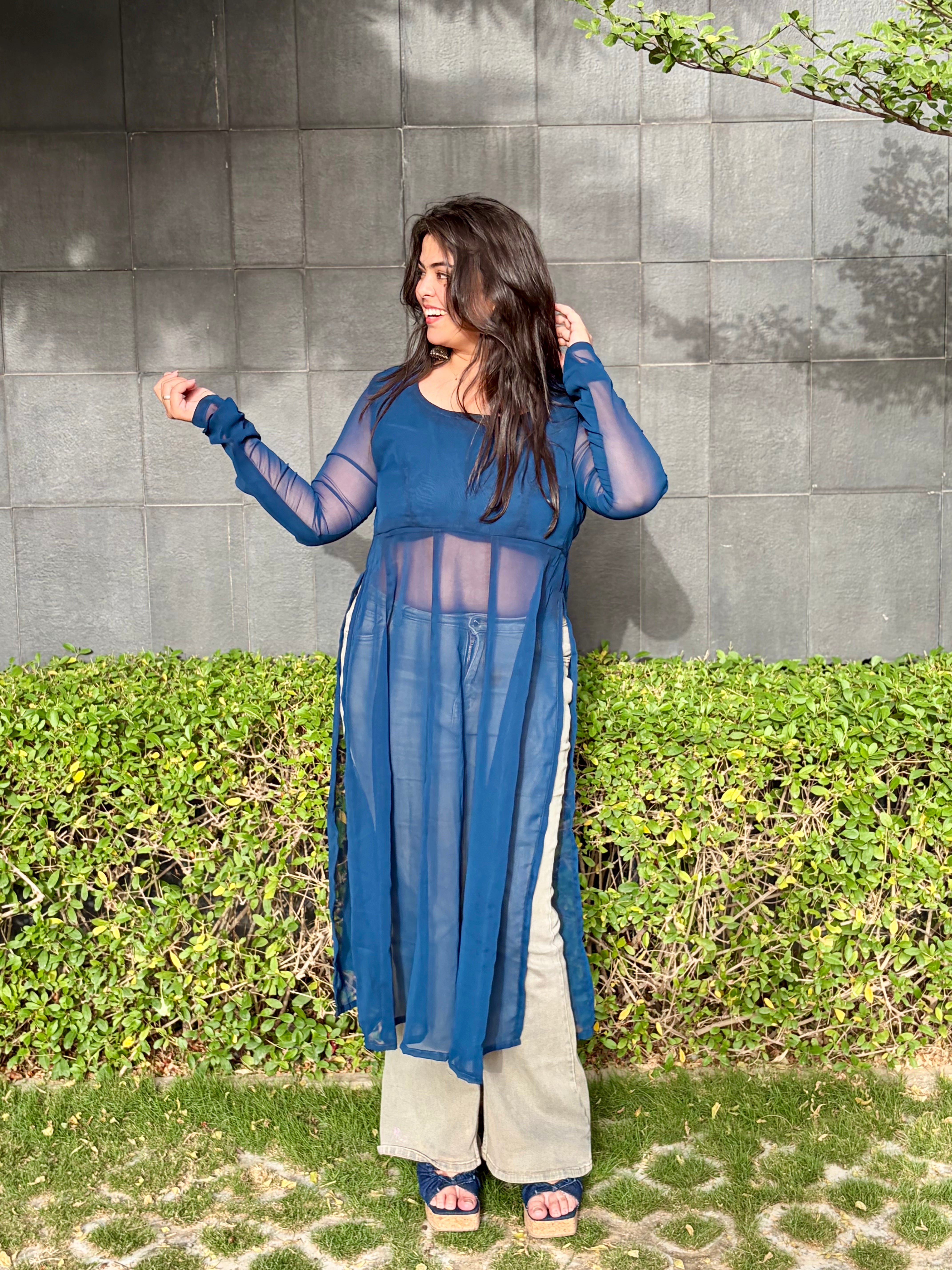 Myra Long Kurti - Midnight Blue