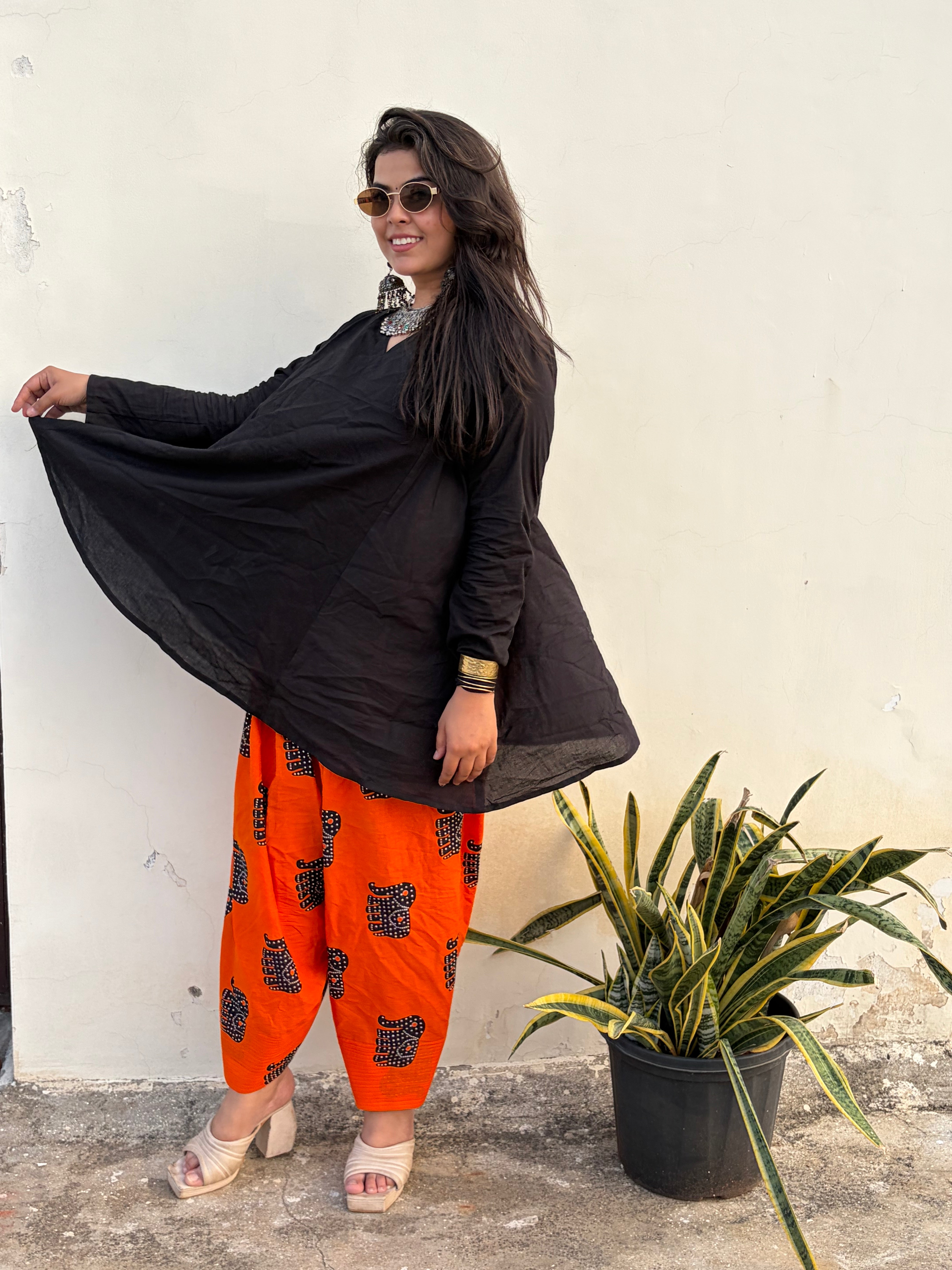 Black-Orange Farsi Salwar Set