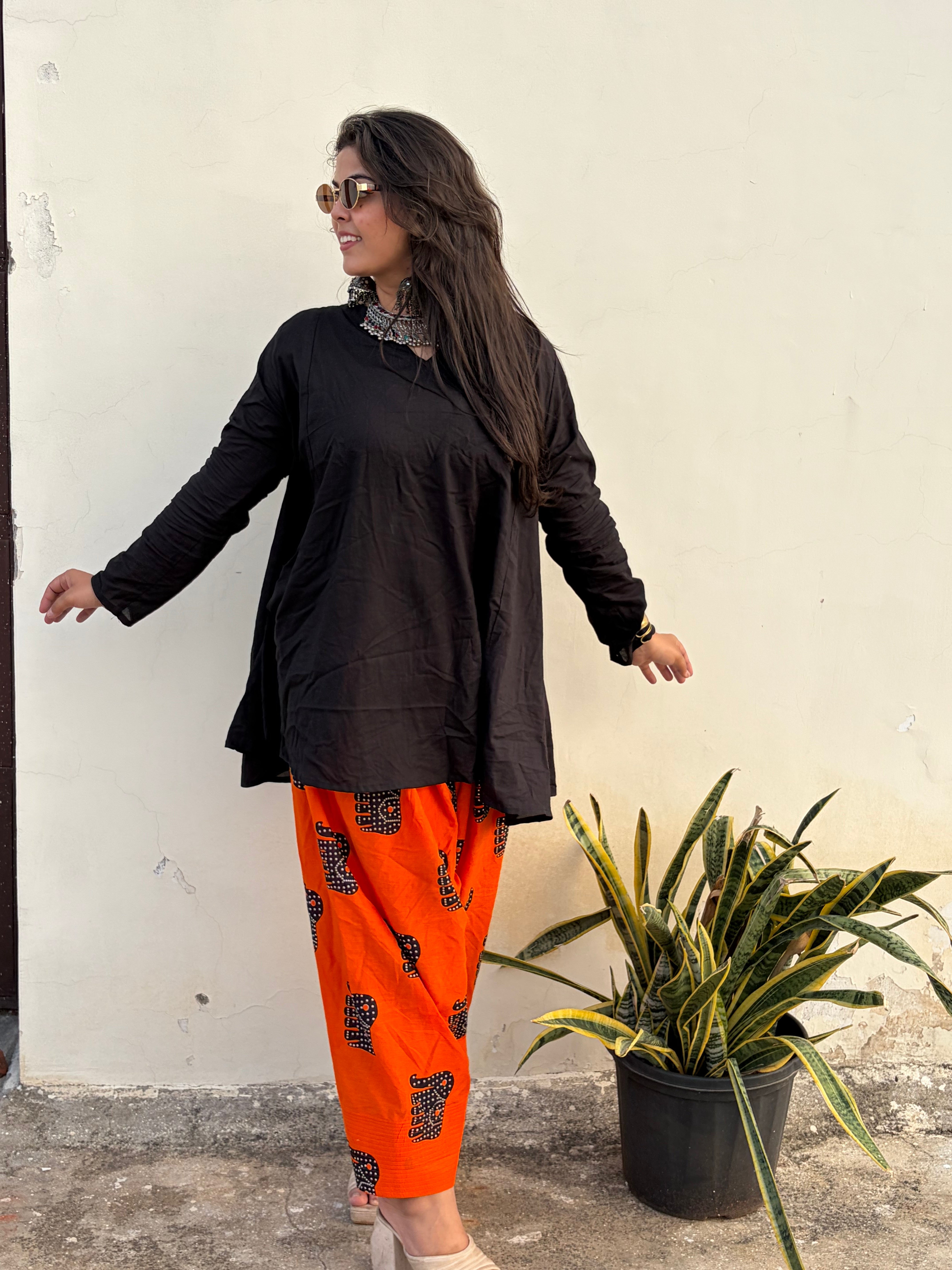 Black-Orange Farsi Salwar Set