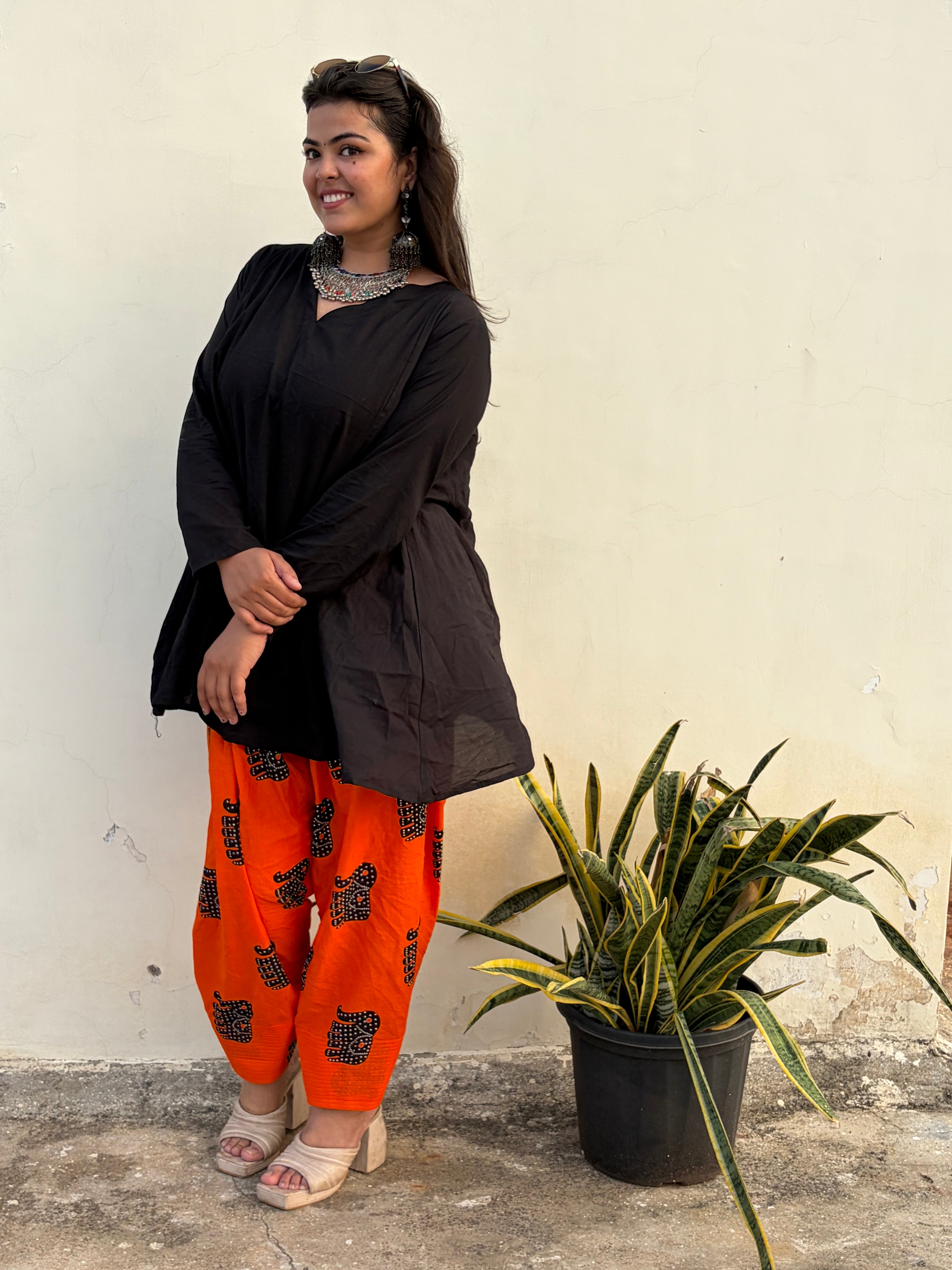 Black-Orange Farsi Salwar Set