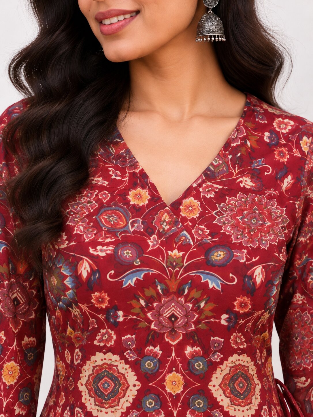 Sanjh Red Short Kurti
