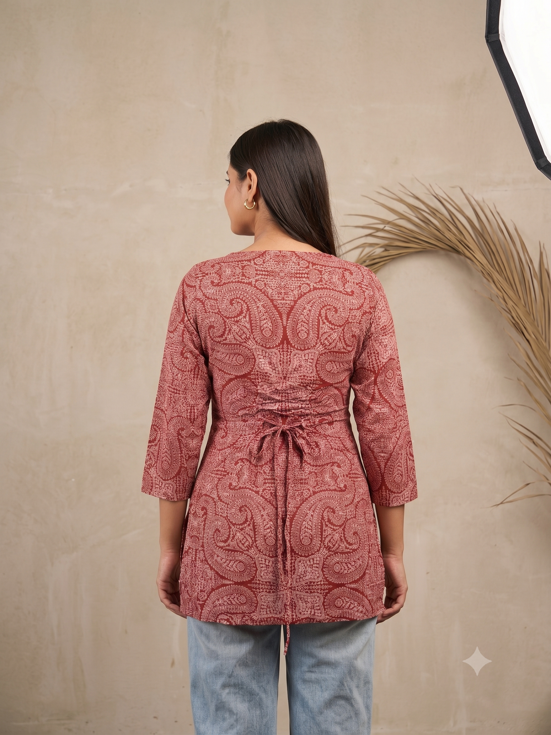 Girah - Red Square Neck Short Kurti