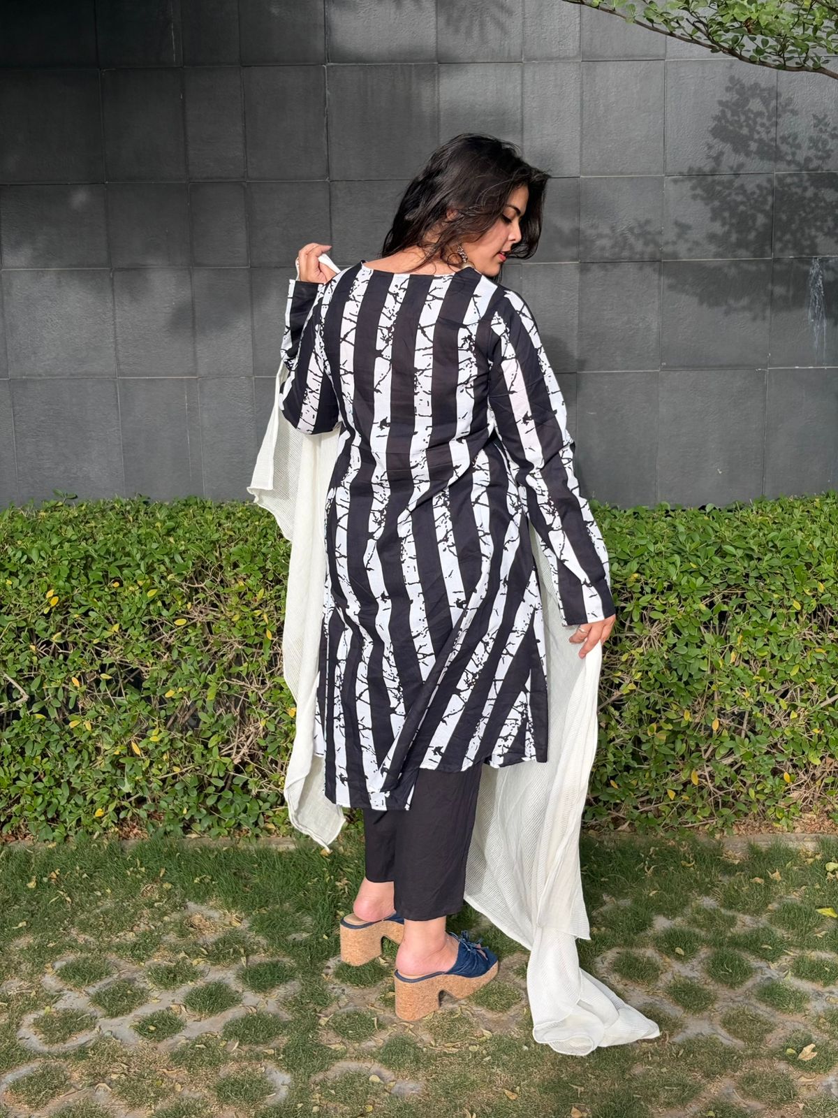 Reet - Black and White Printed Kurti Set